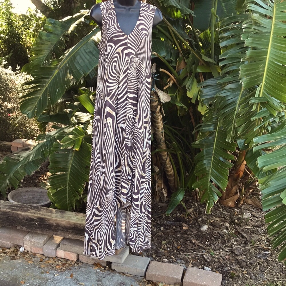 Bali asymmetric zebra animal print dress